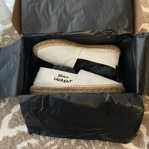 Saint Laurent Black and Cream Espadrilles